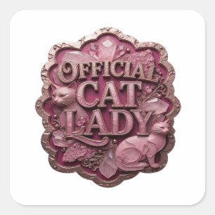 Adesivo Quadrado Desenho de decalque RADIANT GOLD OFFICIAL CAT LADY