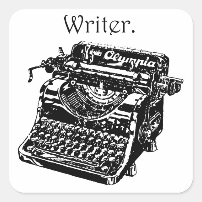 Adesivo Quadrado Desenho de Desenho de Tinta do Escritor de Digital (Frente)