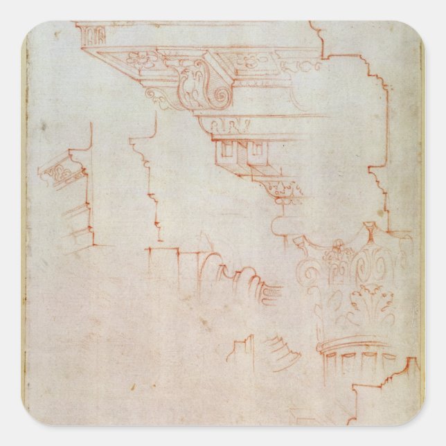 Adesivo Quadrado Desenho de detalhes arquitectónicos (Frente)