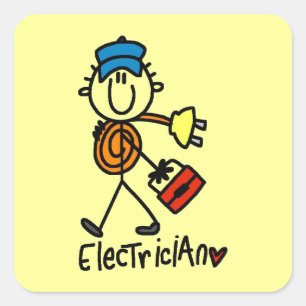 Adesivo Quadrado Desenho de eletricista em palitinhos