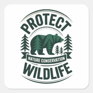 Adesivo Quadrado Desenho de Insígnia de Conservação da Natureza Pro