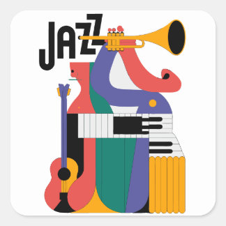 Adesivo Quadrado desenho de instrumentos musicais