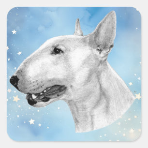 Adesivo Quadrado Desenho de lápis Bull Terrier