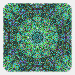 Adesivo Quadrado desenho de Mandala Verde Esmeralda