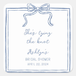 Adesivo Quadrado Desenho de Mão Azul Ela é Casando