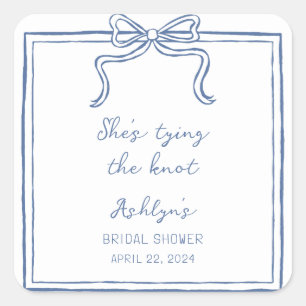 Adesivo Quadrado Desenho de Mão Azul Ela é Casando