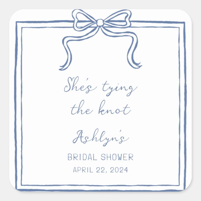 Adesivo Quadrado Desenho de Mão Azul Ela é Casando (Frente)