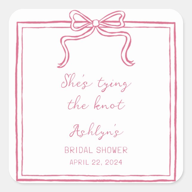 Adesivo Quadrado Desenho de Mão Rosa Ela é Casando. (Frente)