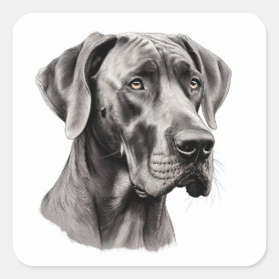 Adesivo Quadrado Desenho de retrato de Great Dane