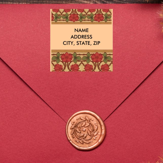 Adesivo Quadrado Desenho de Rosa Art Nouveau (Criador carregado)