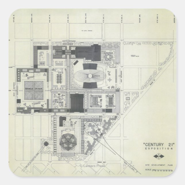 Adesivo Quadrado Desenho do conceito aéreo da Agulha espacial (Frente)