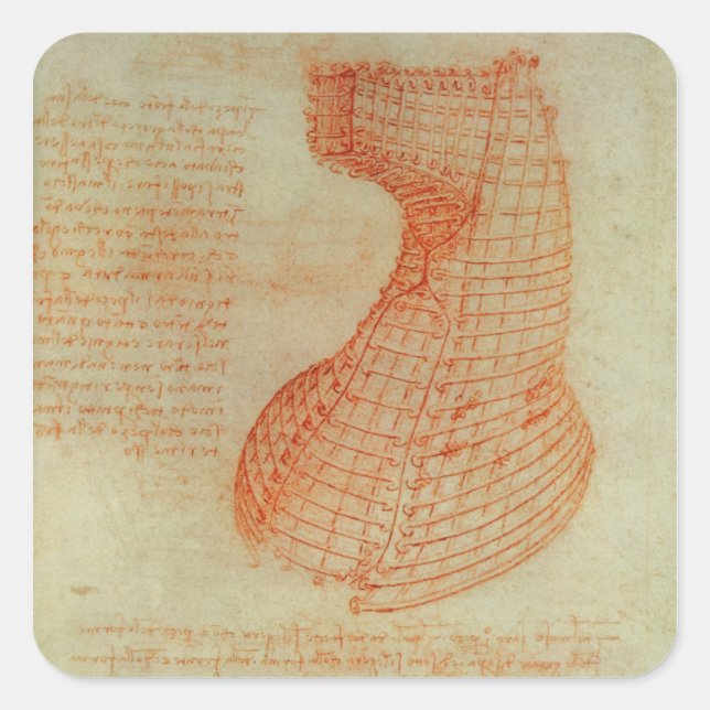 Adesivo Quadrado Desenho do molde de ferro fundido (Frente)