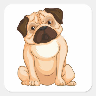 Adesivo Quadrado Desenho do Pug Mal-humorado