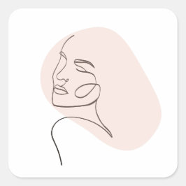 Adesivo Quadrado Desenho do rosto de uma mulher de linha