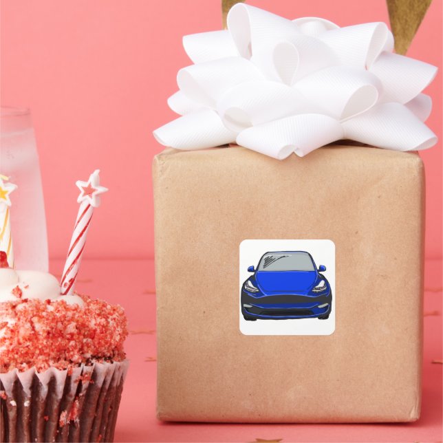 Adesivo Quadrado Desenho do veículo elétrico azul SUV (Festa)