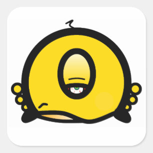 Adesivo Quadrado Desenho engraçado de um “Meh” de um olho