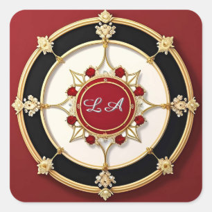 Adesivo Quadrado Desenho Floral Dourado Ornamentado
