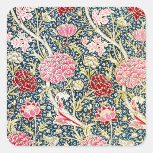 Adesivo Quadrado Desenho Floral Flor de William Morris Cray Vintage