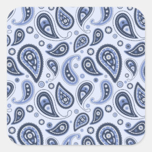 Adesivo Quadrado Desenho Intrincado de Estampa Floral Paisley