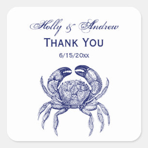 Adesivo Quadrado Desenho Vintage Blue Crab #1