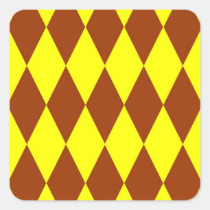 Adesivo Quadrado Desenho Xadrez Arlequim Amarelo Castanho