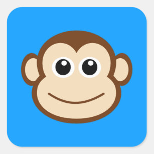 Adesivo Quadrado Desenhos animados da cara do macaco
