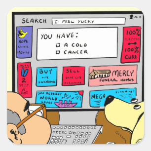 Adesivo Quadrado Desenhos animados do diagnóstico do Search Engine