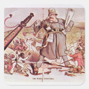 Adesivo Quadrado Desenhos animados do presidente Roosevelt