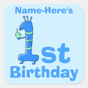 Adesivo Quadrado Desenhos animados do primeiro aniversario, no