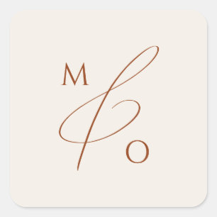 Adesivo Quadrado Deserto Whimsic Selo de Envelope Monograma bege