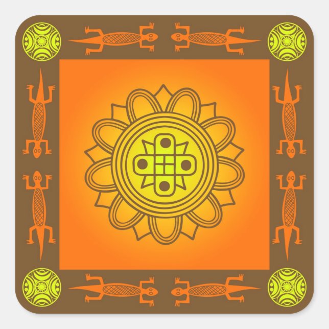 Adesivo Quadrado Design africano (Frente)