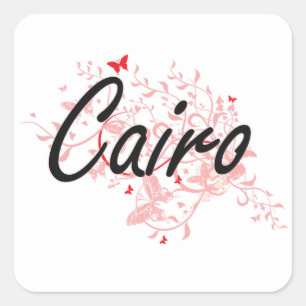 Adesivo Quadrado Design artístico da cidade do Cairo Egipto com