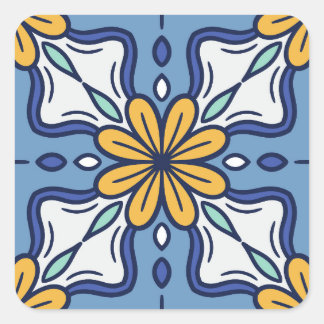 Adesivo Quadrado design azul amarelado
