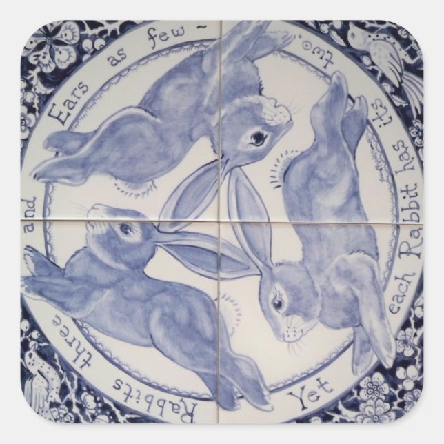 Adesivo Quadrado Design Azul Marinho Azul Coelho Triplo (Frente)
