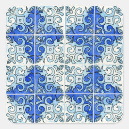 Adesivo Quadrado Design Azulejo 2 Azul - Rotações