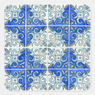 Adesivo Quadrado Design Azulejo 2 Azul - Rotações