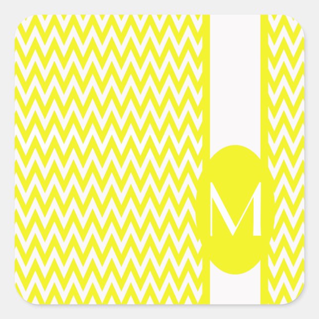 Adesivo Quadrado Design Chevron Elegante Lemon com monograma (Frente)
