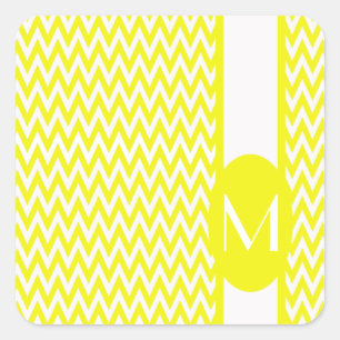 Adesivo Quadrado Design Chevron Elegante Lemon com monograma