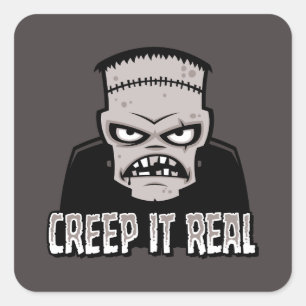 Adesivo Quadrado Design Clássico de Terror Frankenstein Creep It Re