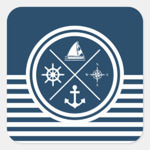 Adesivo Quadrado Design com tema náutico