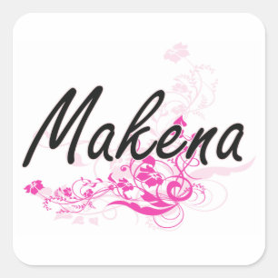 Adesivo Quadrado Design conhecido artístico de Makena com flores