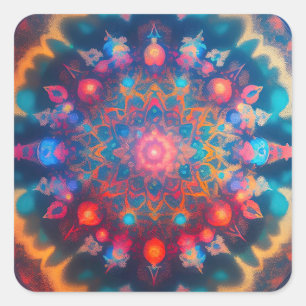 Adesivo Quadrado Design cósmico de nova era frágil