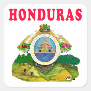 Adesivo Quadrado Design da brasão de Honduras