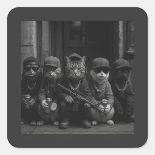 Adesivo Quadrado Design da Rua Gangster Engraçado