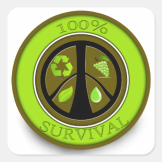 Adesivo Quadrado design de 100% de Sobrevivência Pré-Sobrevivência