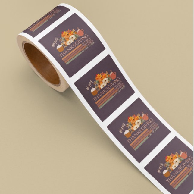 Adesivo Quadrado Design de Ação de Graças Feliz (Criador carregado)