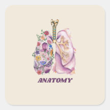 Design de Anatomia Pulmonar Floral em Aquarela