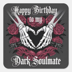 Adesivo Quadrado Design de aniversário gótico para seu colega de al