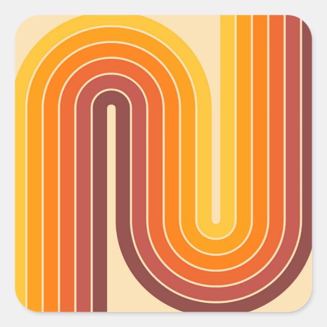 Adesivo Quadrado Design de Arco Duplo Geométrico Retroativo (Frente)