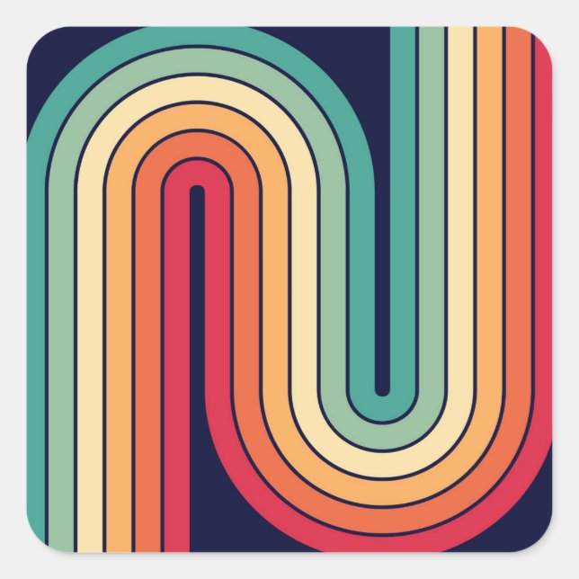 Adesivo Quadrado Design de Arco Duplo Geométrico Retroativo (Frente)